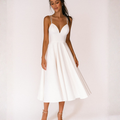 Nuvara | Noelia | Vestido Midi de Tirantes para Invitadas de Boda | Escote V | Falda con Vuelo