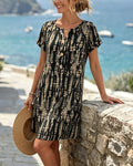 Nuvara Printed V-Neck Button Mini Dress
