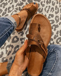 Nuvara Buckle Strap Flat Sandals