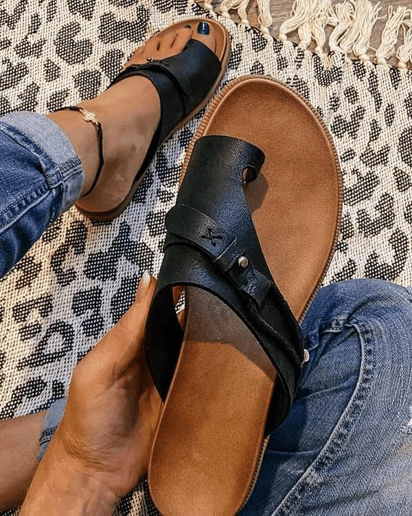Nuvara Buckle Strap Flat Sandals