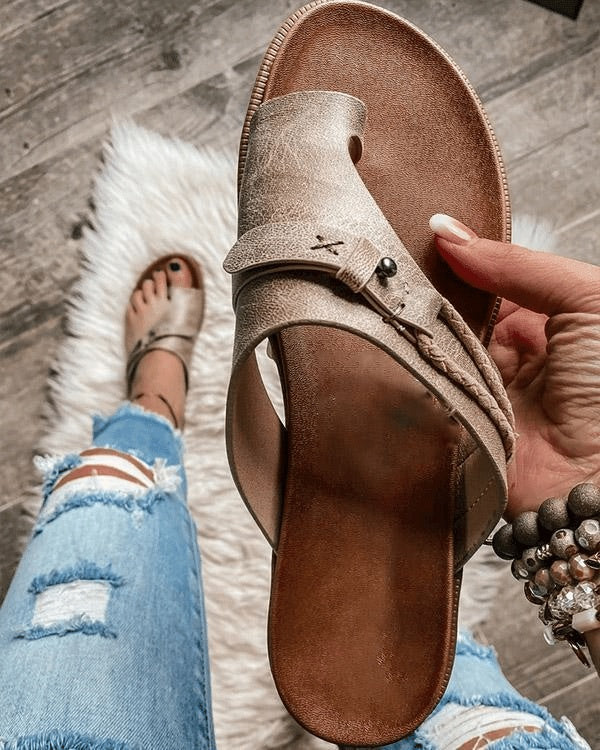 Nuvara Buckle Strap Flat Sandals