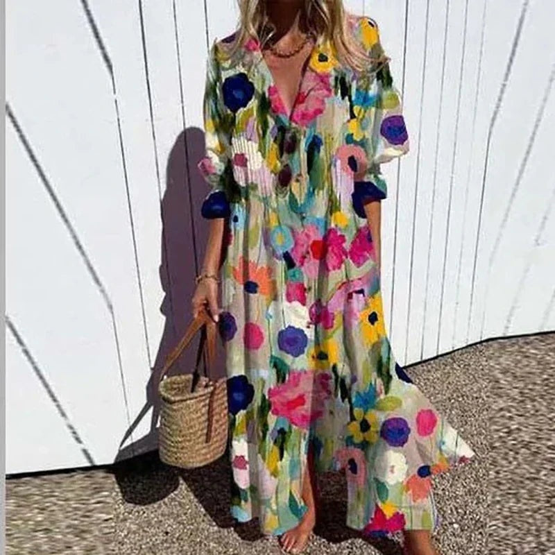 Nuvara Floral Print Summer Maxi Dress