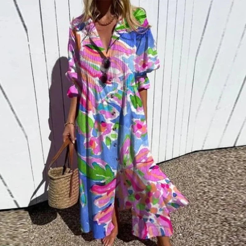 Nuvara Floral Print Summer Maxi Dress