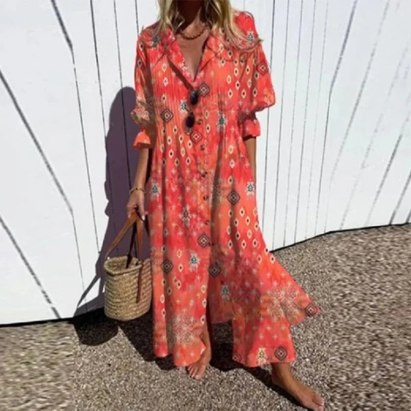 Nuvara Floral Print Summer Maxi Dress