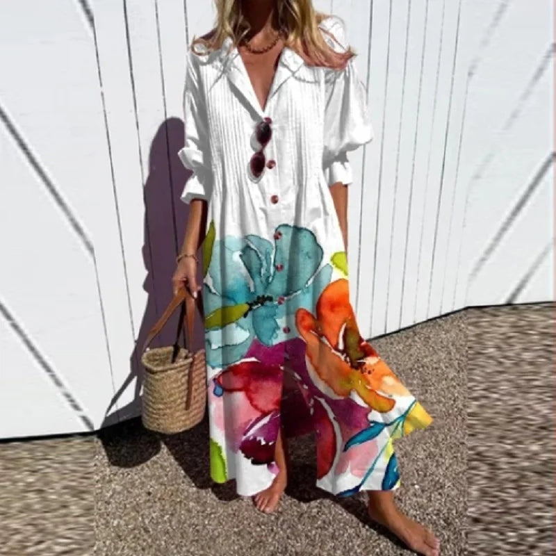 Nuvara Floral Print Summer Maxi Dress