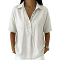 Alma | Blusa de Lino Mujer Manga Corta Cuello Polo