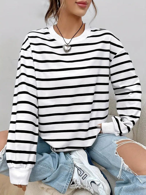 Alma | Sudadera Oversize a Rayas Mujer Sin Capucha