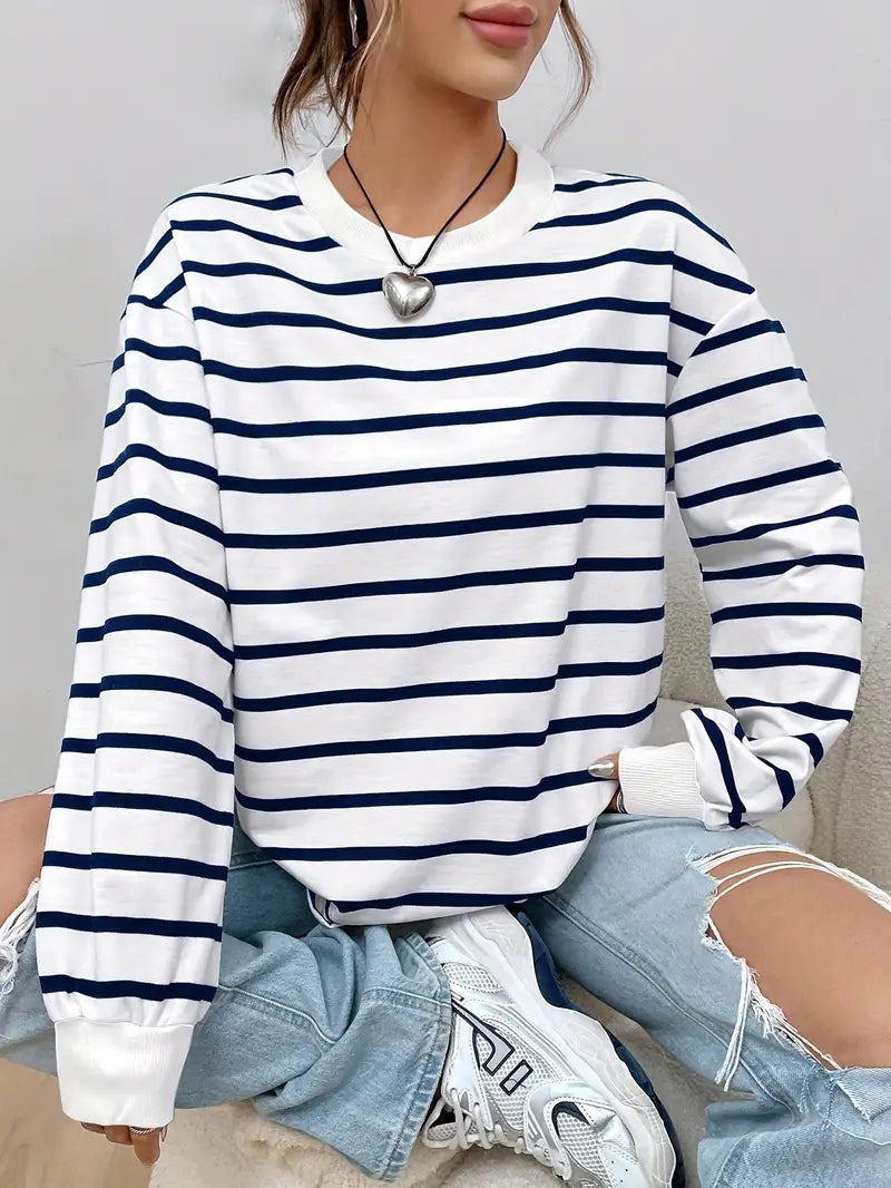 Alma | Sudadera Oversize a Rayas Mujer Sin Capucha