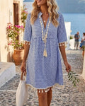 Nuvara Geometric Print Fringe Mini Dress