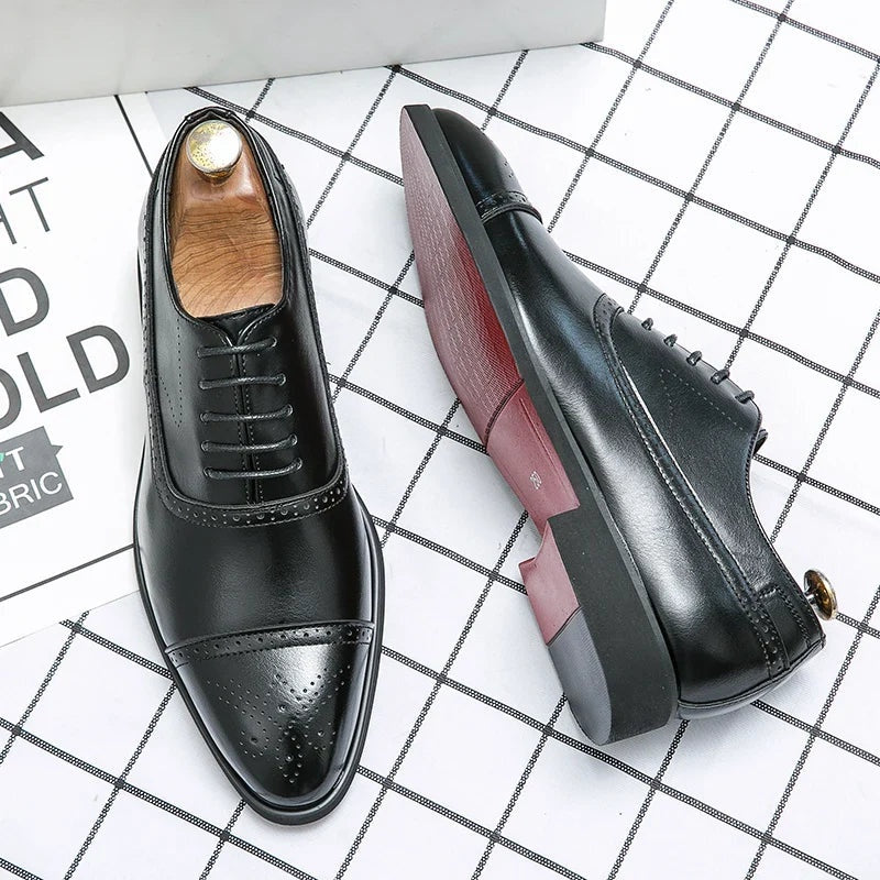 Álvaro | Zapatos Oxford Brogue de Cuero Hombre Suela Roja