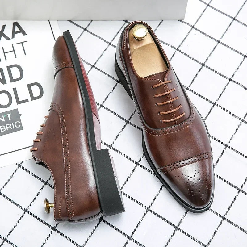Álvaro | Zapatos Oxford Brogue de Cuero Hombre Suela Roja