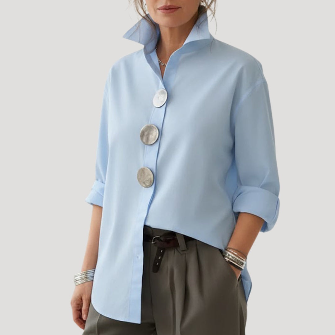 Amparo | Camisa Elegante de Botones Mujer Cuello Alto