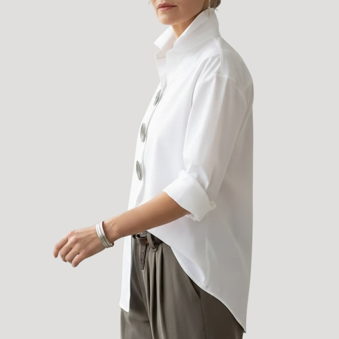 Amparo | Camisa Elegante de Botones Mujer Cuello Alto