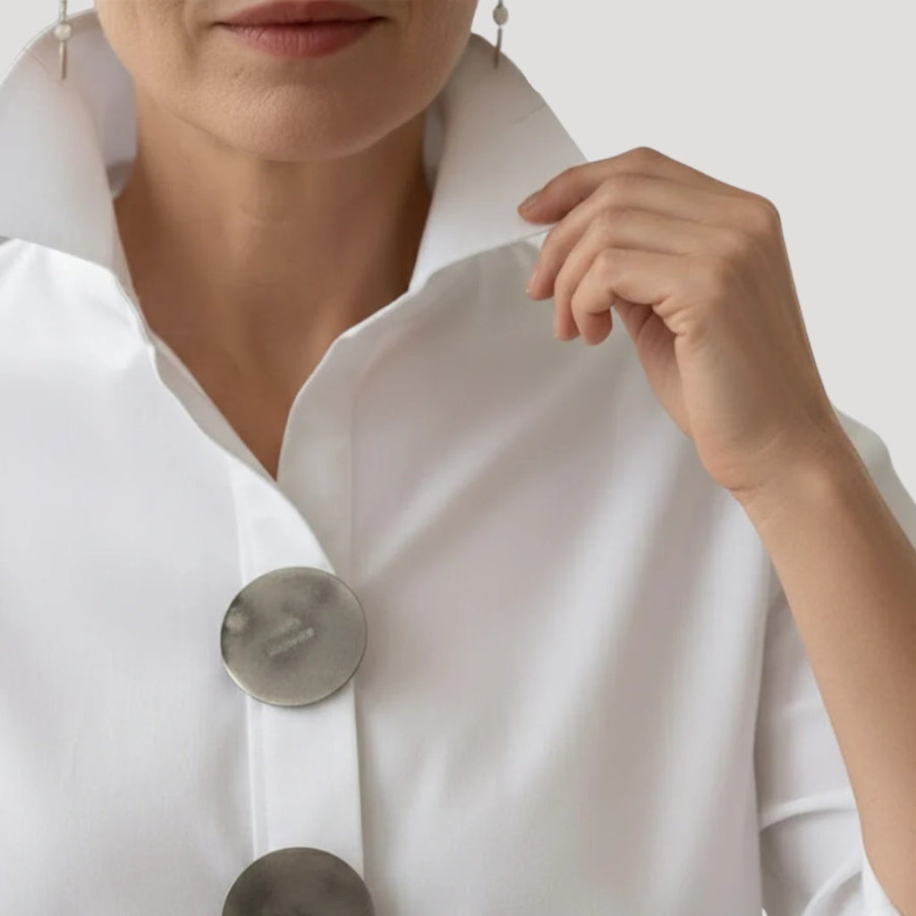 Amparo | Camisa Elegante de Botones Mujer Cuello Alto