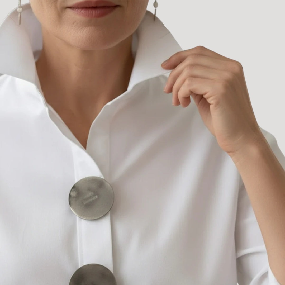 Amparo | Camisa Elegante de Botones Mujer Cuello Alto