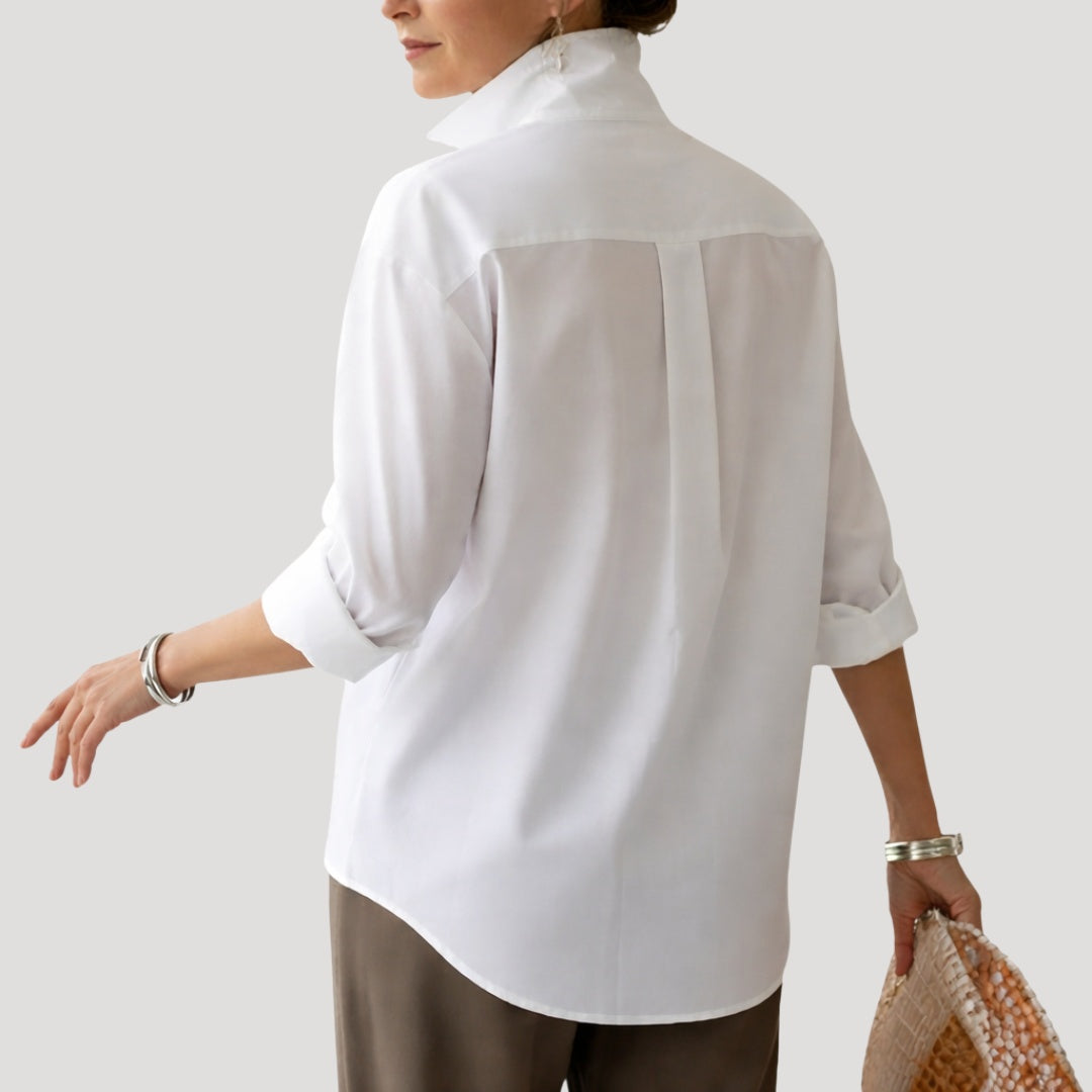 Amparo | Camisa Elegante de Botones Mujer Cuello Alto