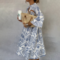 Nuvara Boho Geometric Print Midi Dress