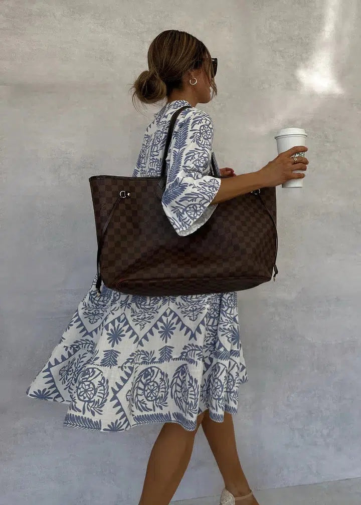 Nuvara Boho Geometric Print Midi Dress