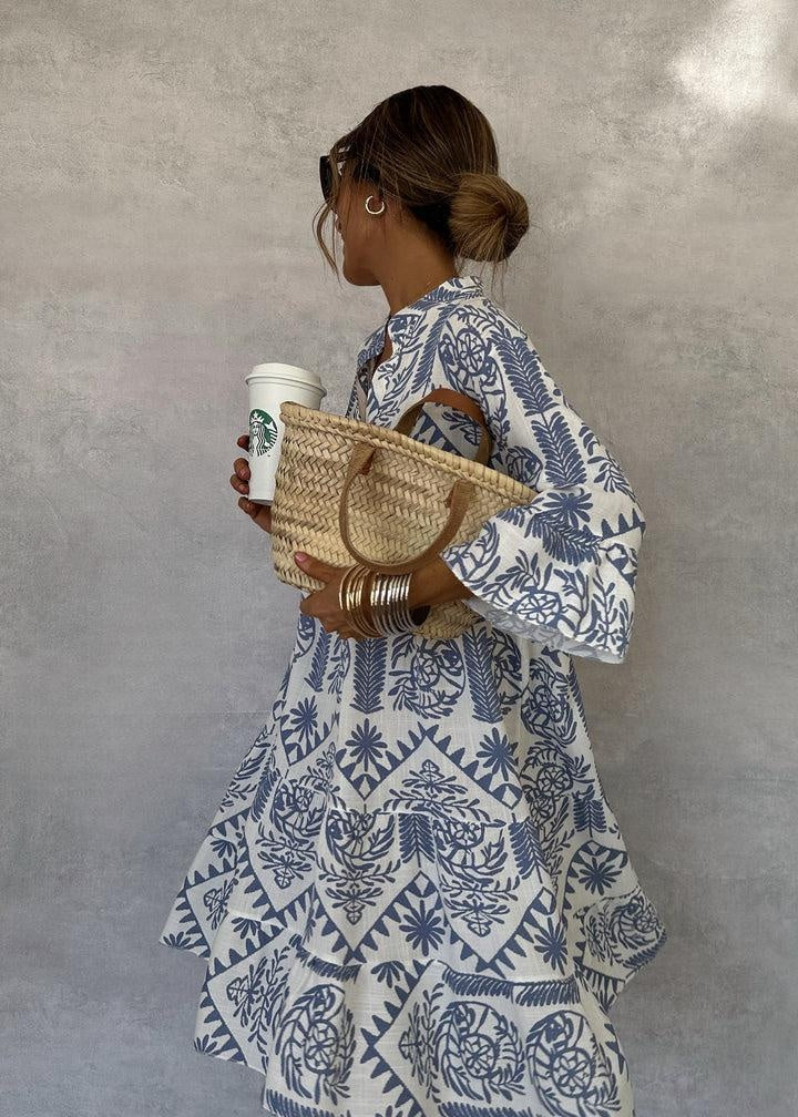 Nuvara Boho Geometric Print Midi Dress