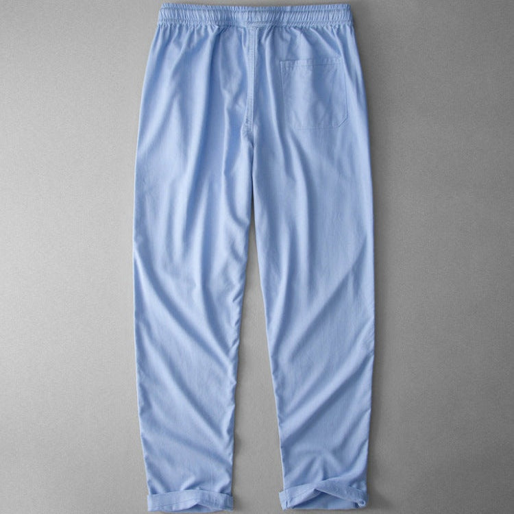 Nuvara | Andrés | Pantalón de Lino Hombre Cintura Elástica Cordón Pierna Ancha