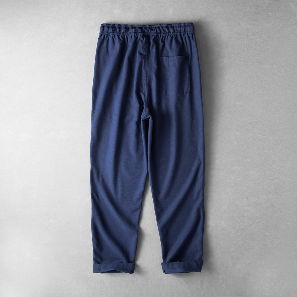 Nuvara | Andrés | Pantalón de Lino Hombre Cintura Elástica Cordón Pierna Ancha