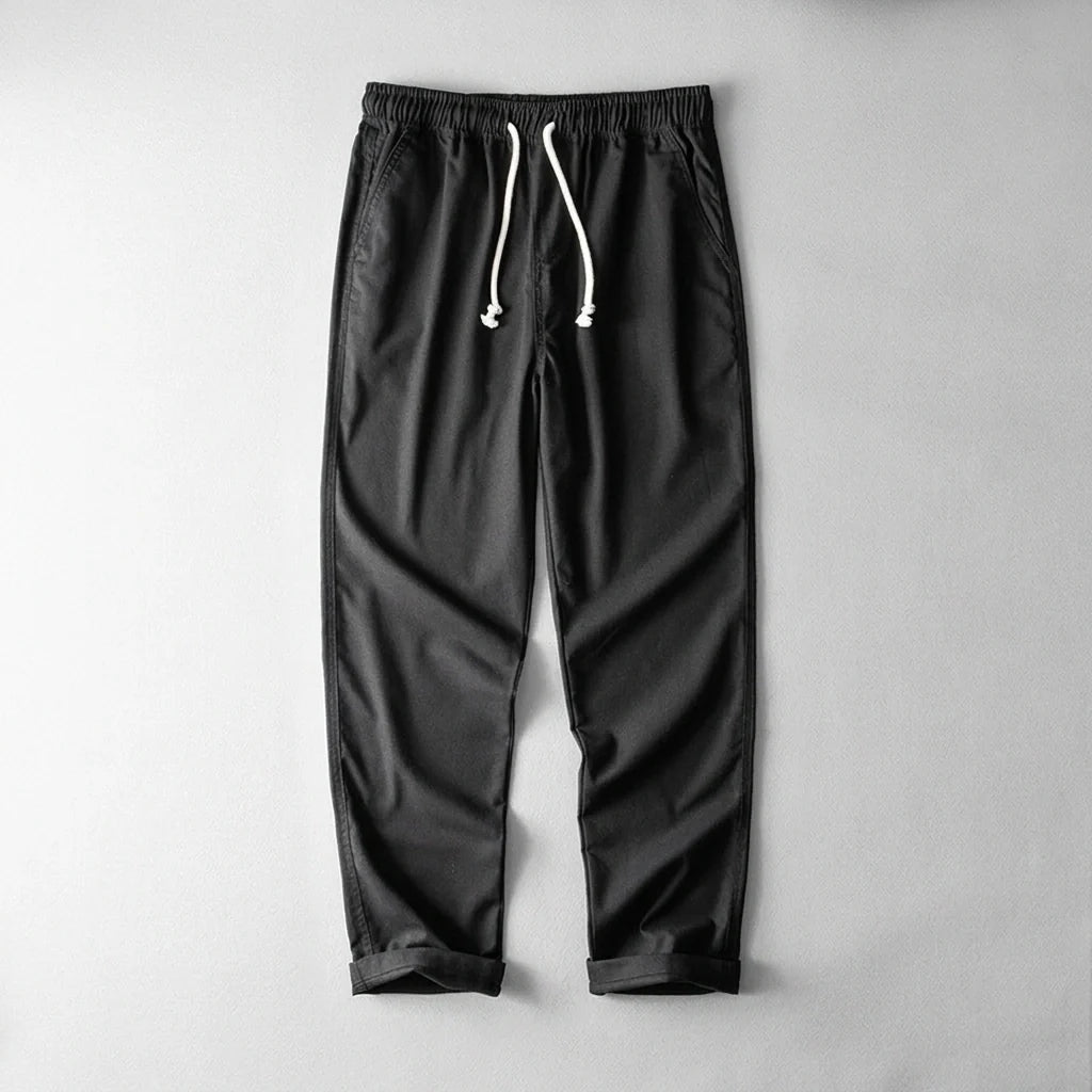 Nuvara | Andrés | Pantalón de Lino Hombre Cintura Elástica Cordón Pierna Ancha