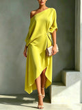 Nuvara | Ariadna | Vestido de Invitada Otoño Mujer Un Hombro Asimétrico