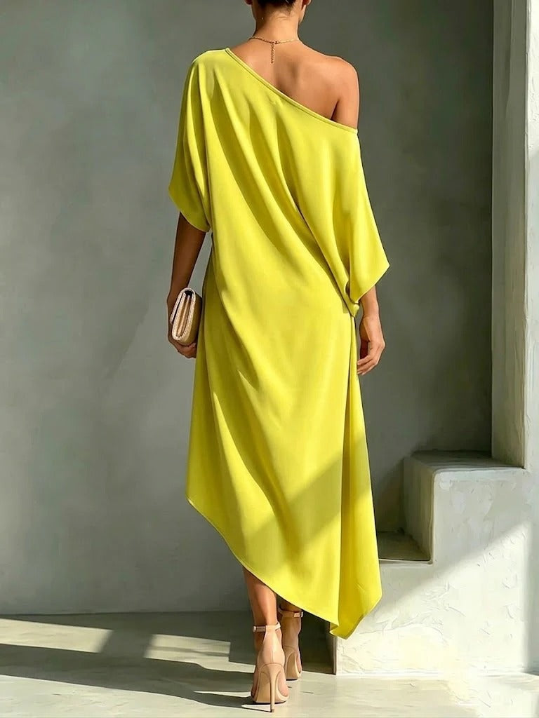 Nuvara | Ariadna | Vestido de Invitada Otoño Mujer Un Hombro Asimétrico