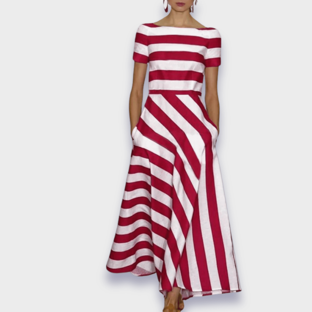 Nuvara Striped Wedding Guest Maxi Dress