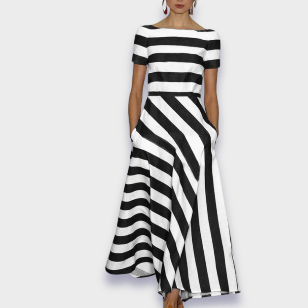 Nuvara Striped Wedding Guest Maxi Dress