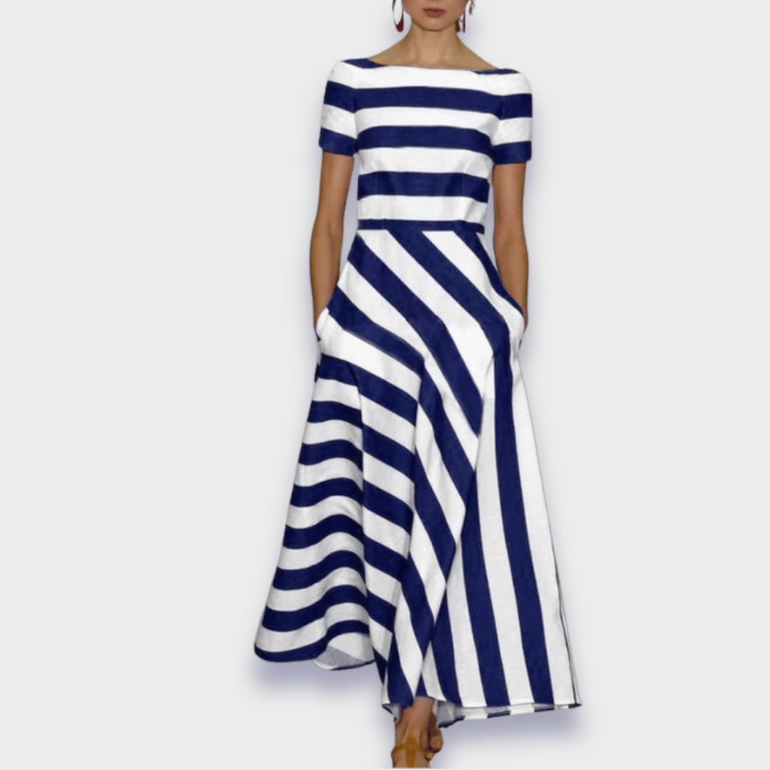 Nuvara Striped Wedding Guest Maxi Dress