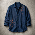 Arnau | Camisa de Lino de Manga Larga Hombre Bordado Floral