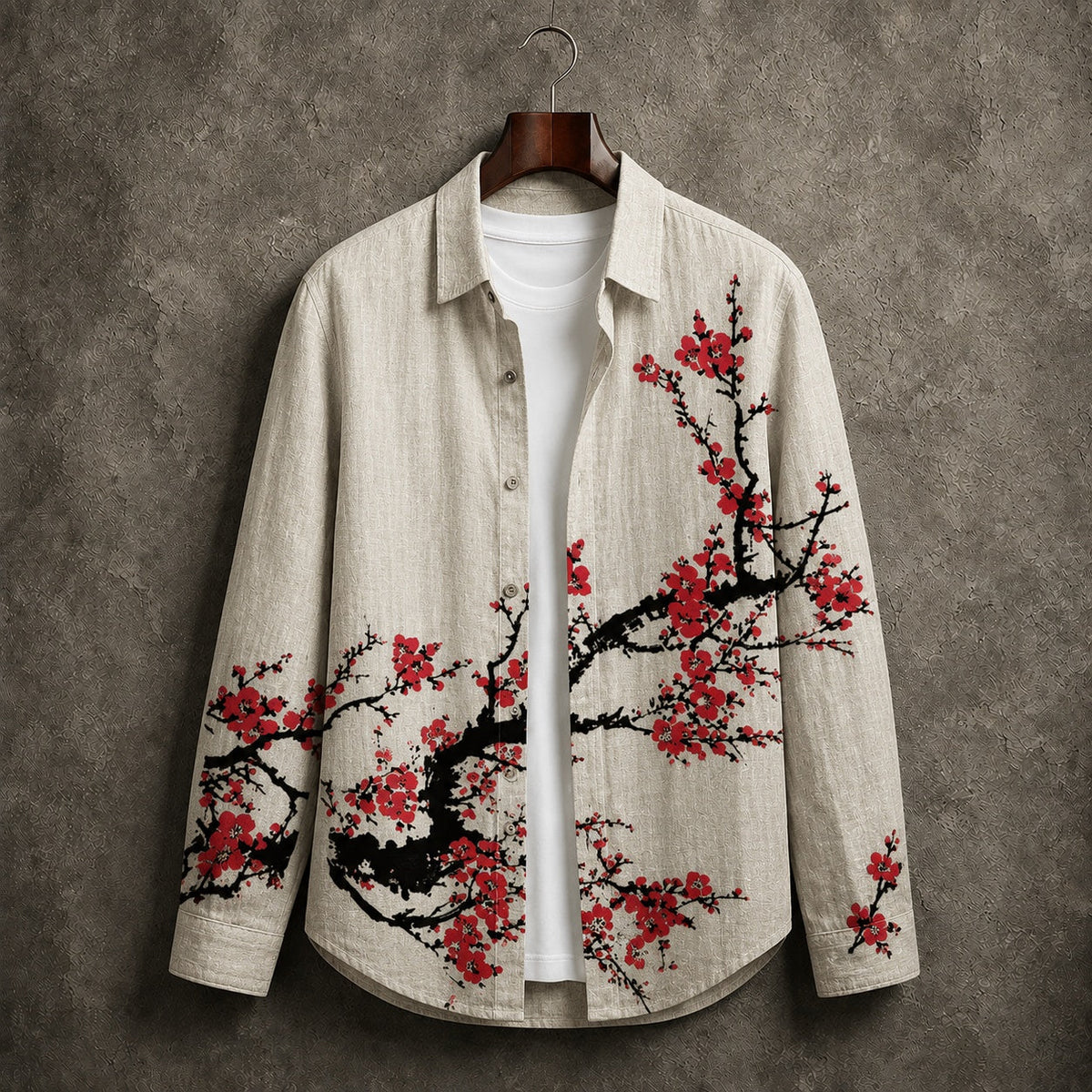 Arnau | Camisa de Lino de Manga Larga Hombre Bordado Floral