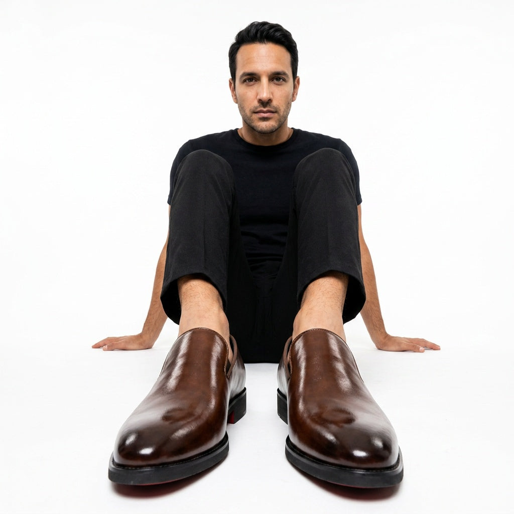 Arturo | Mocasines Negros de Cuero Hombre Puntera Afilada