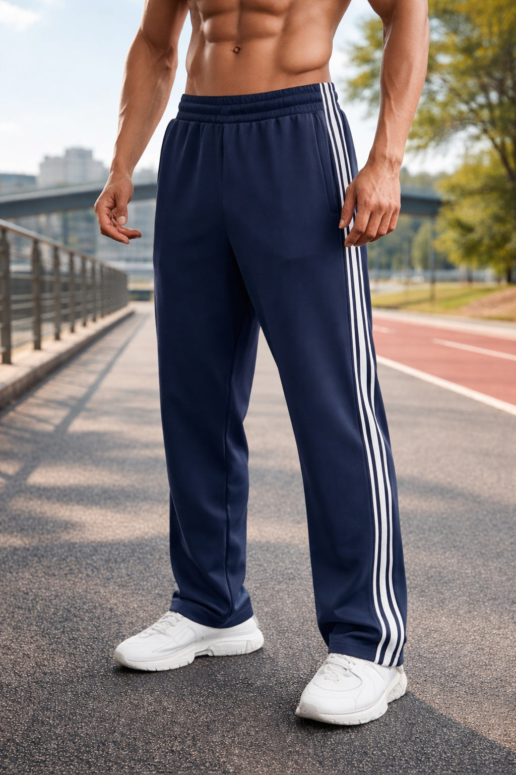 Nuvara | Asier | Pantalón Deportivo Hombre con Franjas Laterales Corte Recto