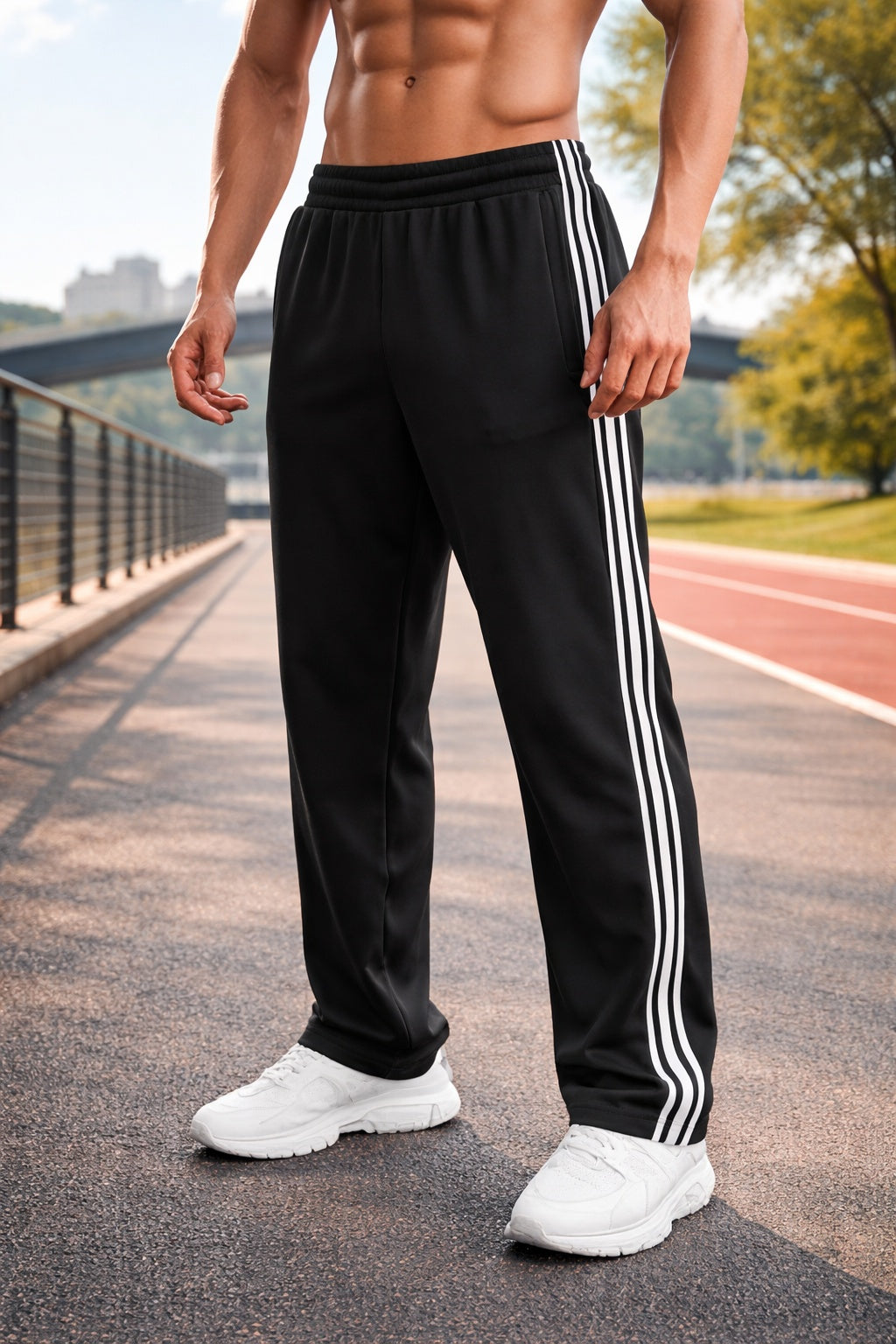 Nuvara | Asier | Pantalón Deportivo Hombre con Franjas Laterales Corte Recto