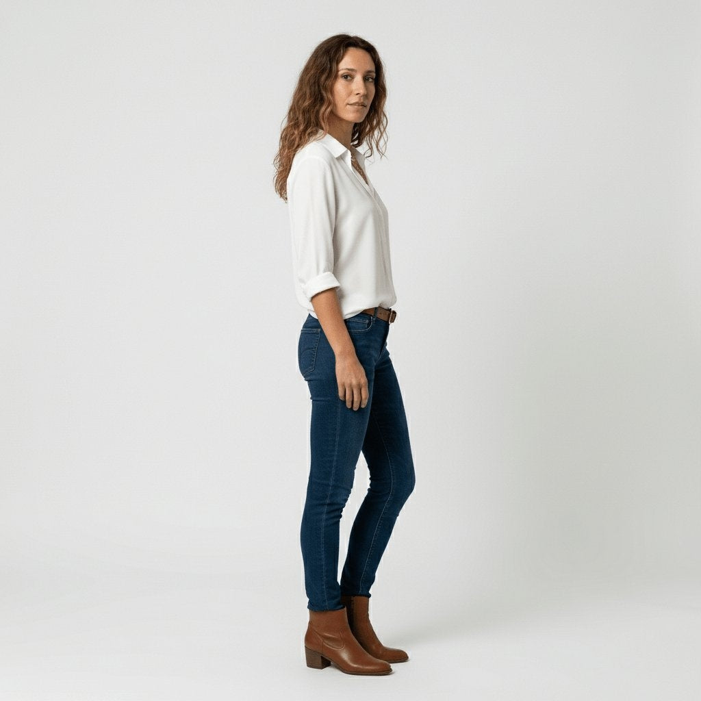 Beatriz | Camisa Blanca de Manga Larga Mujer Botones Cuello Solapa