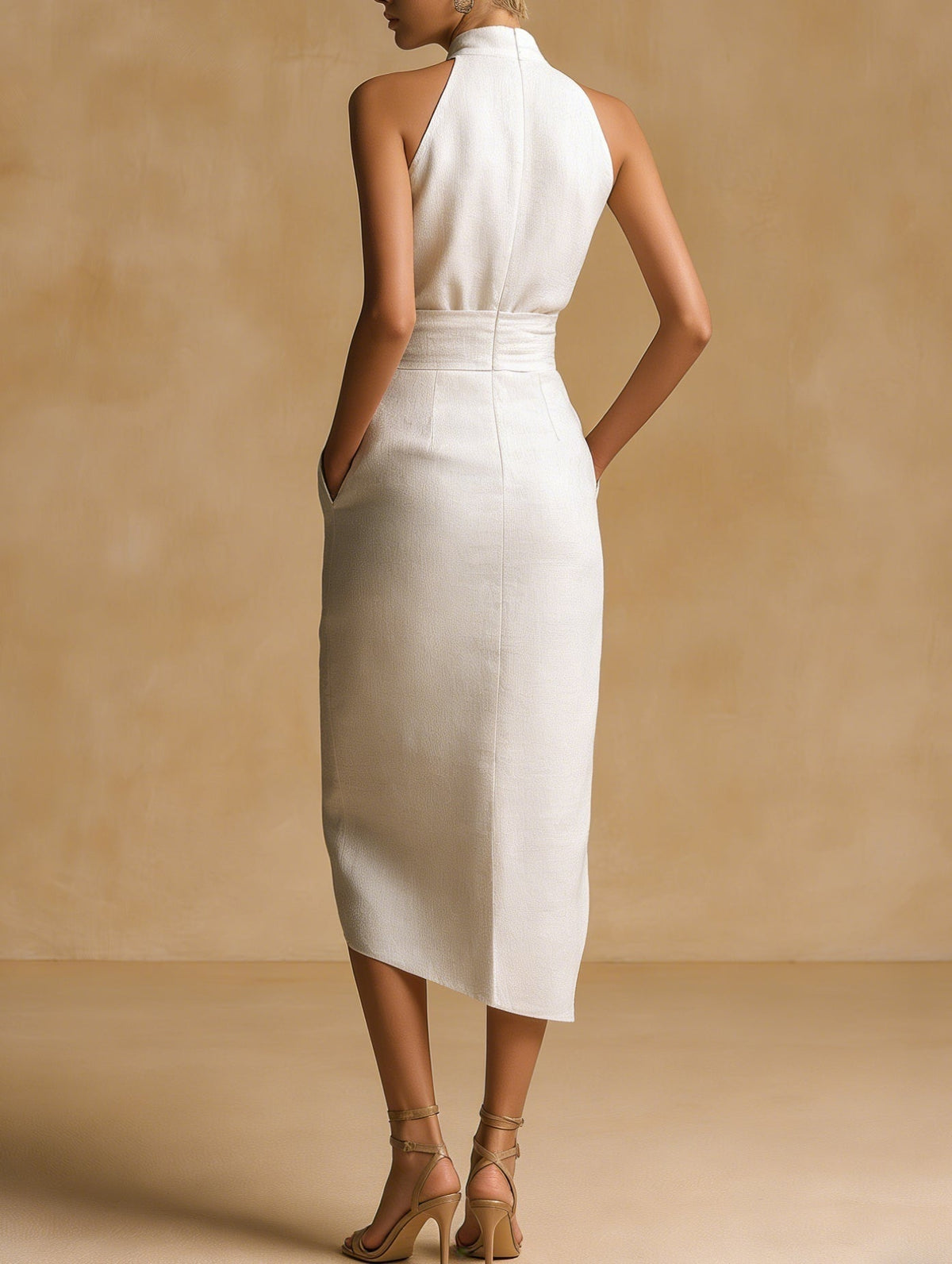 Nuvara High Neck Midi Dress