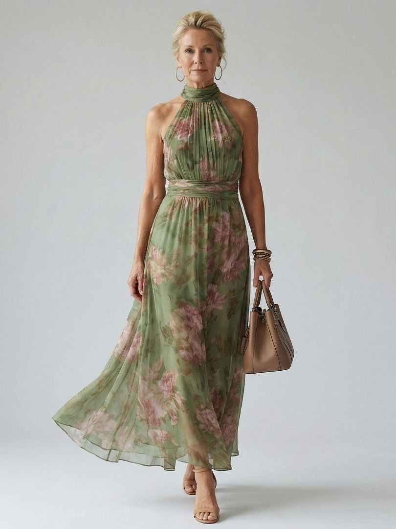 Nuvara Floral Halter Midi Dress