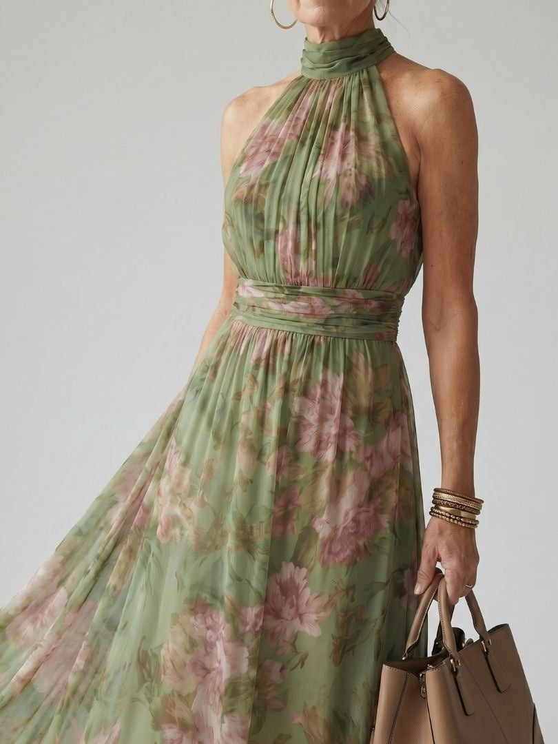 Nuvara Floral Halter Midi Dress
