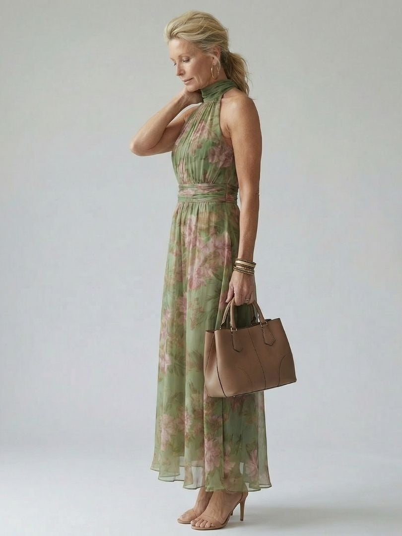 Nuvara Floral Halter Midi Dress