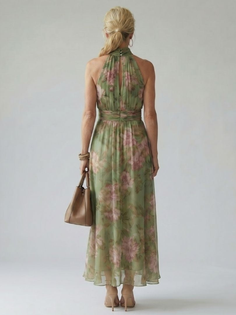 Nuvara Floral Halter Midi Dress