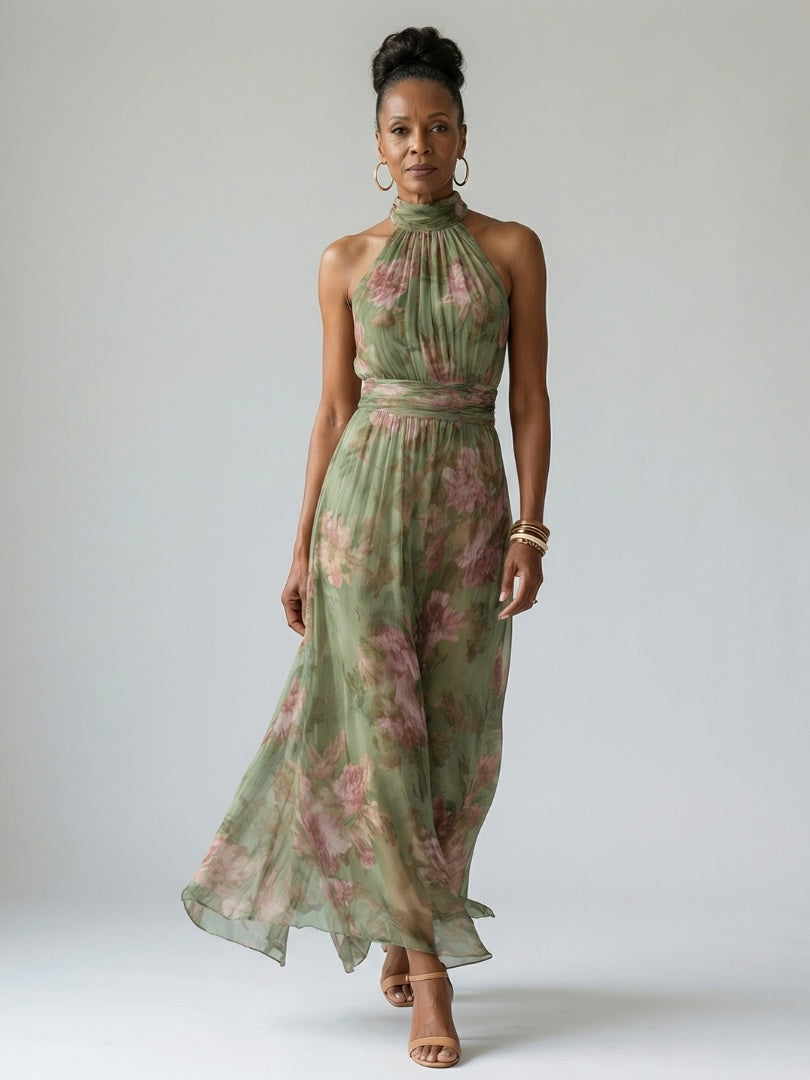 Nuvara Floral Halter Midi Dress