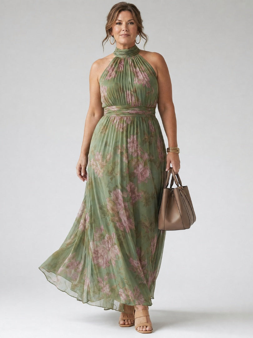 Nuvara Floral Halter Midi Dress