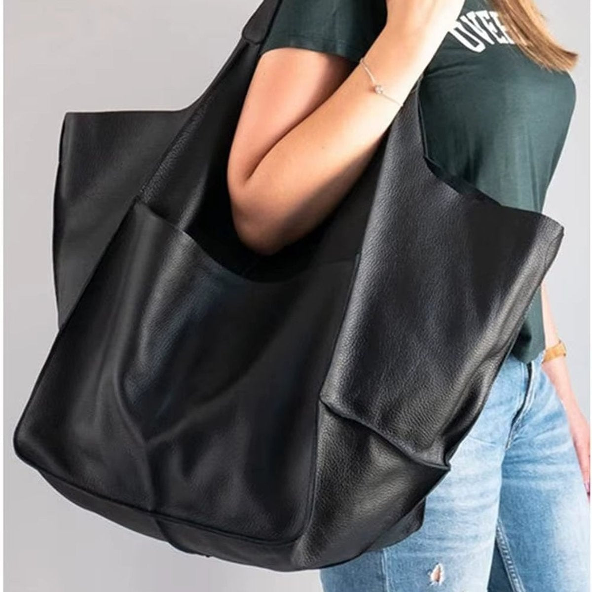 Nuvara | Berta | Tote Bag de Cuero Grande Mujer Bolsillos Exteriores