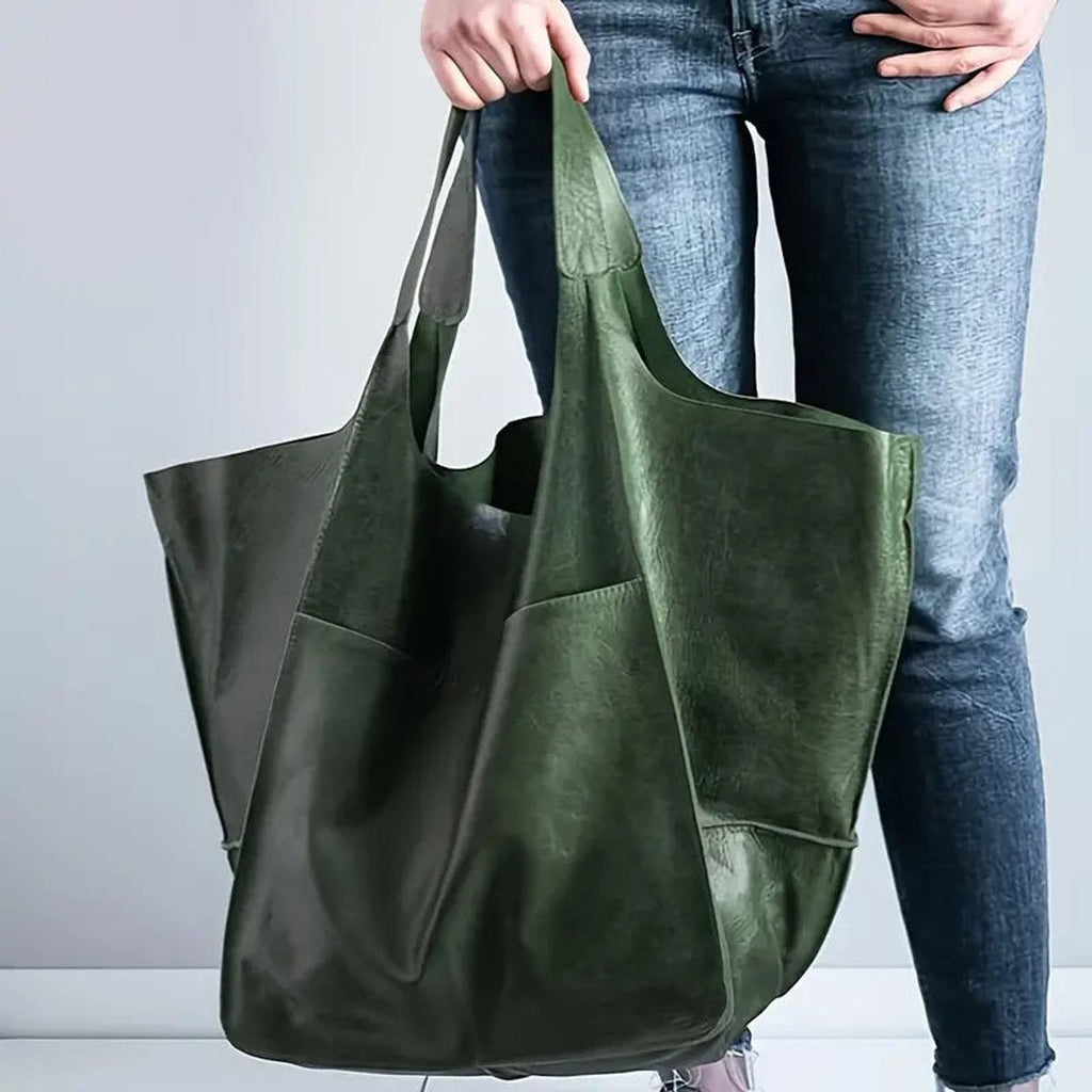Nuvara | Berta | Tote Bag de Cuero Grande Mujer Bolsillos Exteriores