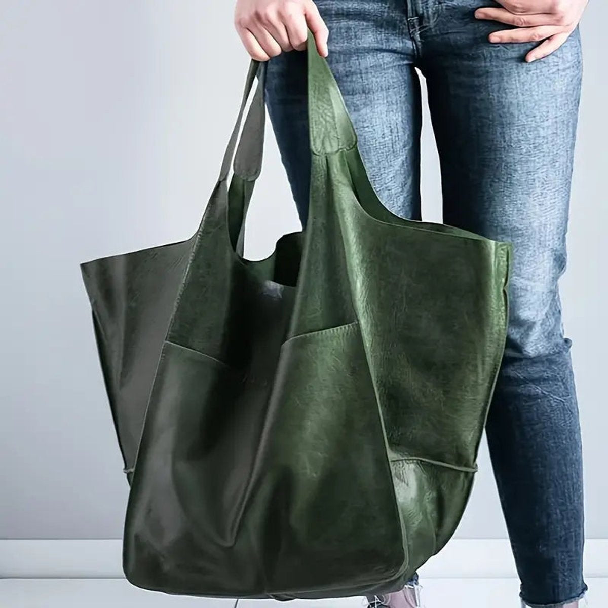 Nuvara | Berta | Tote Bag de Cuero Grande Mujer Bolsillos Exteriores