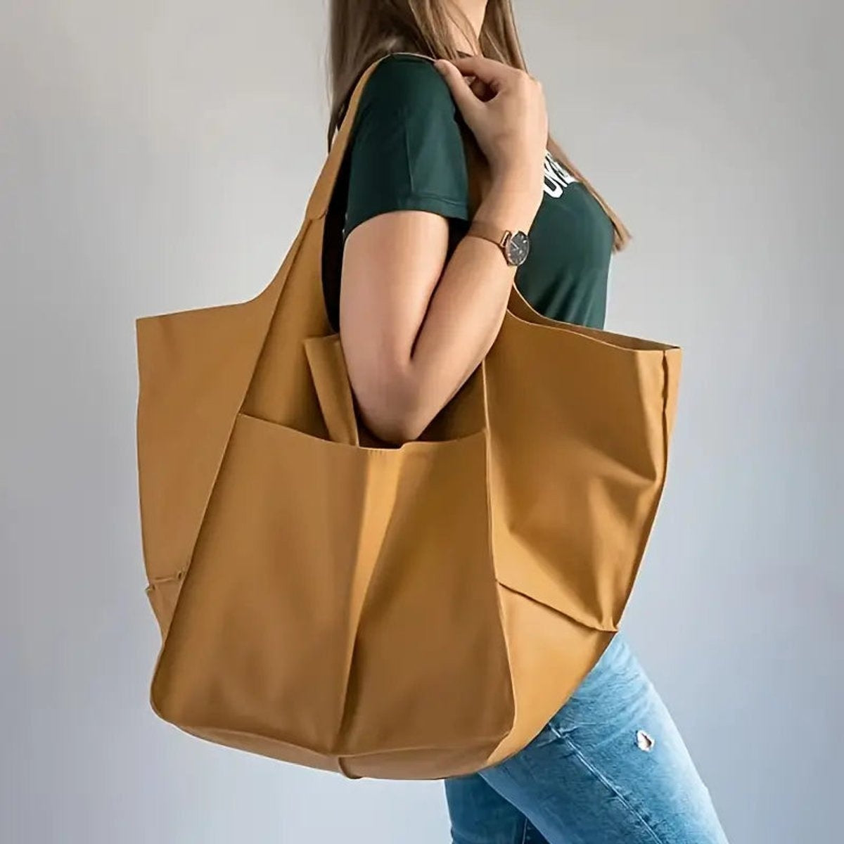 Nuvara | Berta | Tote Bag de Cuero Grande Mujer Bolsillos Exteriores