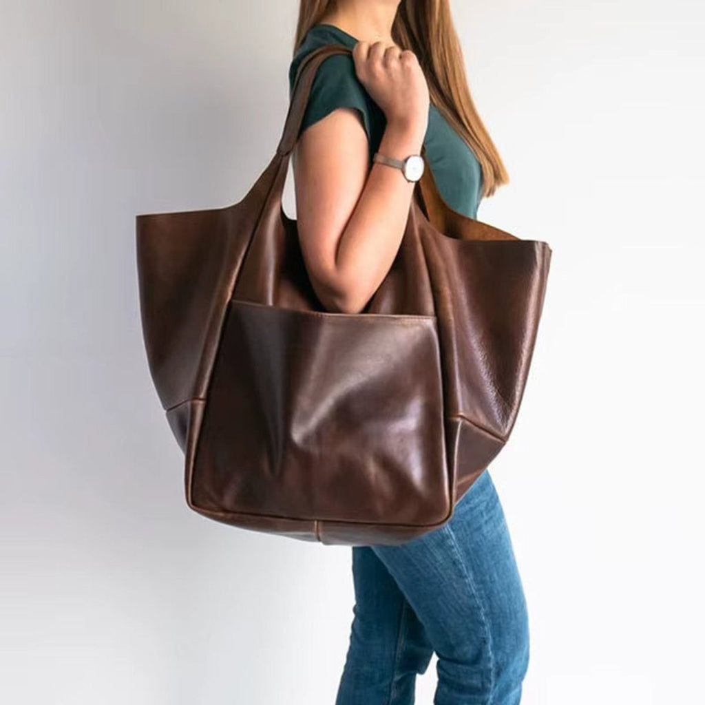 Nuvara | Berta | Tote Bag de Cuero Grande Mujer Bolsillos Exteriores