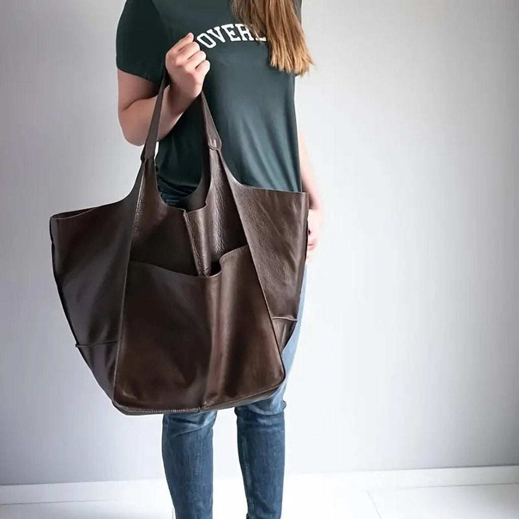Nuvara | Berta | Tote Bag de Cuero Grande Mujer Bolsillos Exteriores